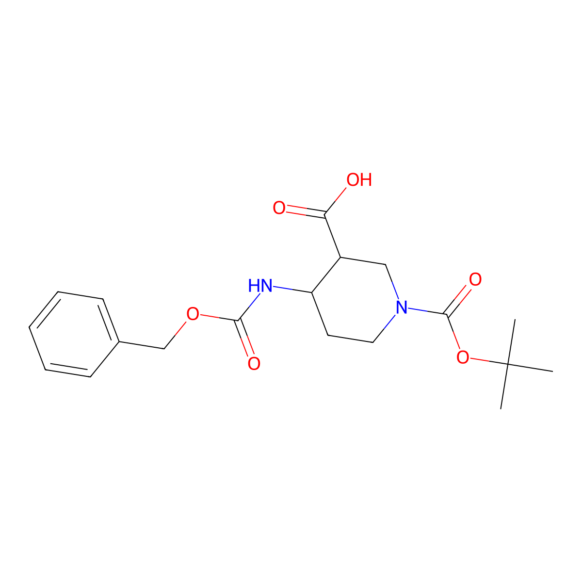 1-[(2-Methylpropan-2-yl)oxycarbonyl]-4-(phenylmethoxycarbonylamino)piperidine-3-carboxylic acid molecular structure, CAS 388108-92-7