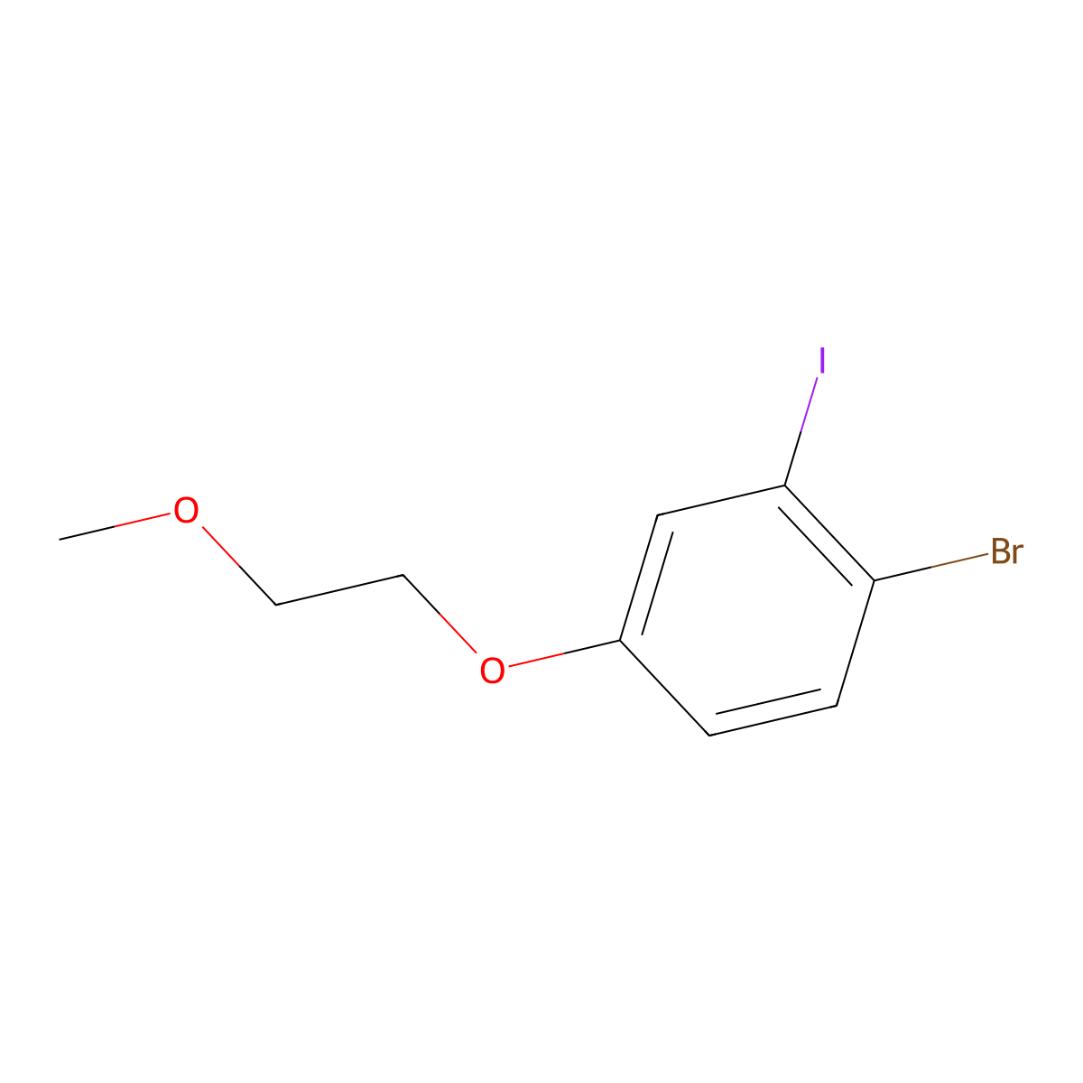 Benzene, 1-bromo-2-iodo-4-(2-methoxyethoxy)- molecular structure, CAS 388111-04-4