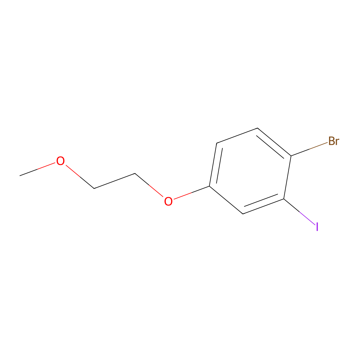 Benzene, 1-bromo-2-iodo-4-(2-methoxyethoxy)- molecular structure, CAS 388111-04-4