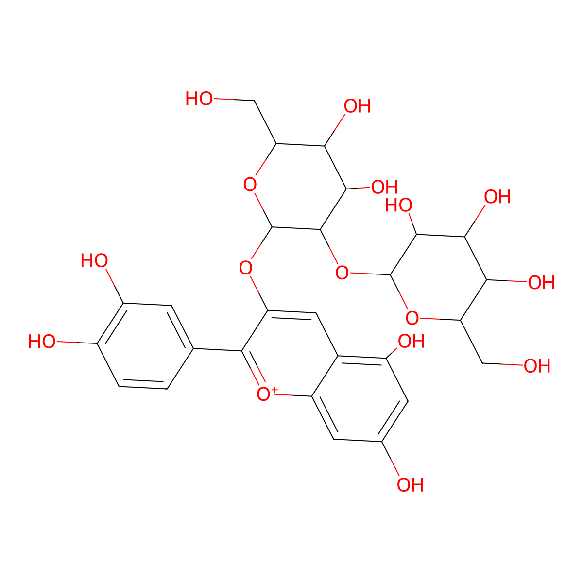 cyanidin 3-O-sophoroside molecular structure, CAS 38820-68-7