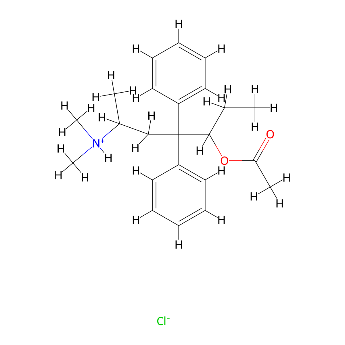 4-Acetoxy-N,N-dimethyl-3-diphenyl-1-methylhexylamine hydrochloride molecular structure, CAS 38821-43-1