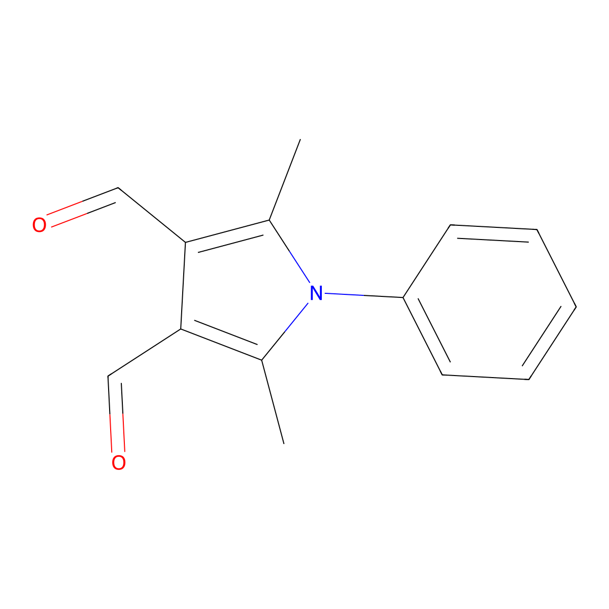 2,5-dimethyl-1-phenyl-1H-pyrrole-3,4-dicarbaldehyde molecular structure, CAS 38824-62-3