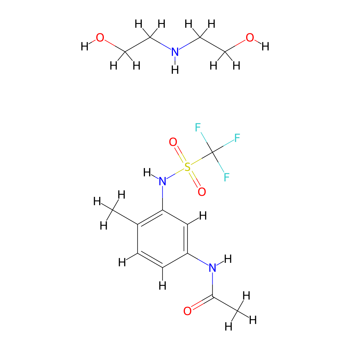 Fluoridamid diolamine molecular structure, CAS 38827-31-5