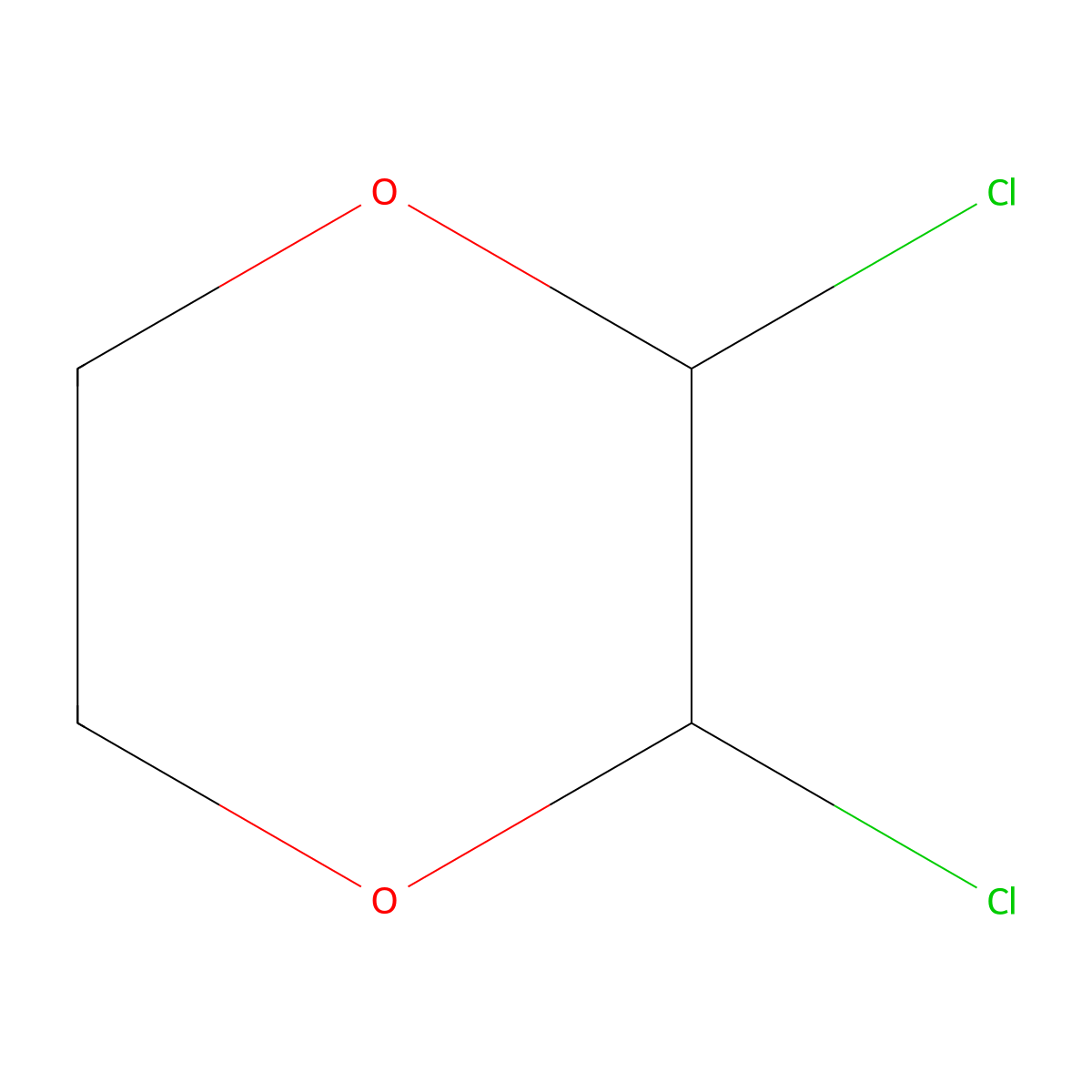 2,3-Dichloro-p-dioxane, trans- molecular structure, CAS 3883-43-0