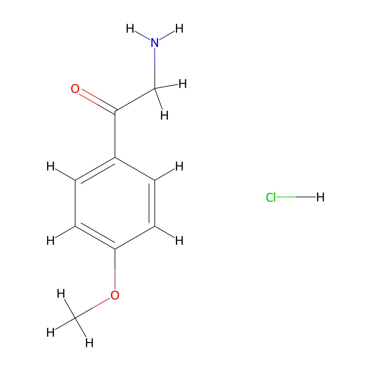 2-Amino-4'-methoxyacetophenone hydrochloride molecular structure, CAS 3883-94-1