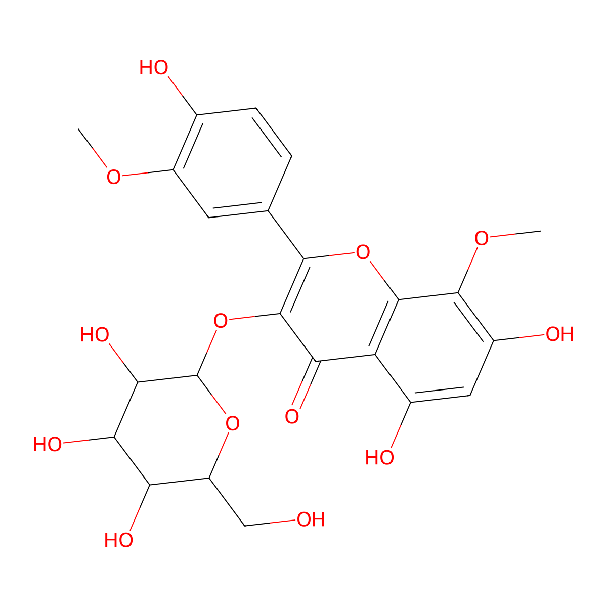 Limocitrin 3-O-beta-D-glucopyranoside molecular structure, CAS 38836-51-0