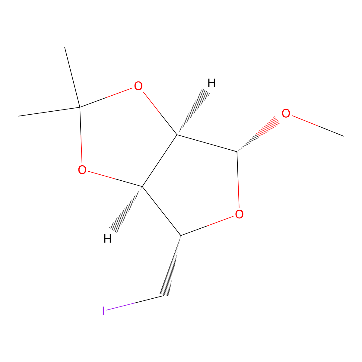 (3aS,4S,6R,6aR)-4-(Iodomethyl)-6-methoxy-2,2-dimethyltetrahydrofuro[3,4-d][1,3]dioxole molecular structure, CAS 38838-06-1