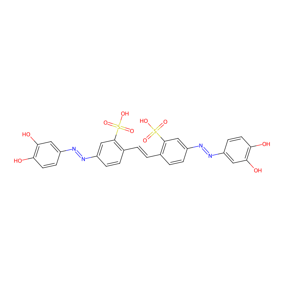 4,4'-Bis(3,4-dihydroxyphenylazo)stilbene-2,2'-disulfonic acid molecular structure, CAS 3884-29-5