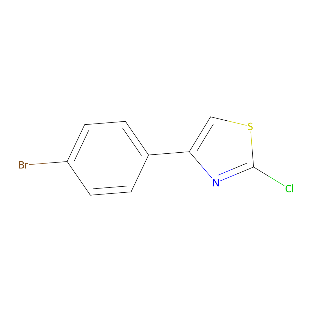 2-Chloro-4-(4-bromophenyl)thiazole molecular structure, CAS 3884-33-1