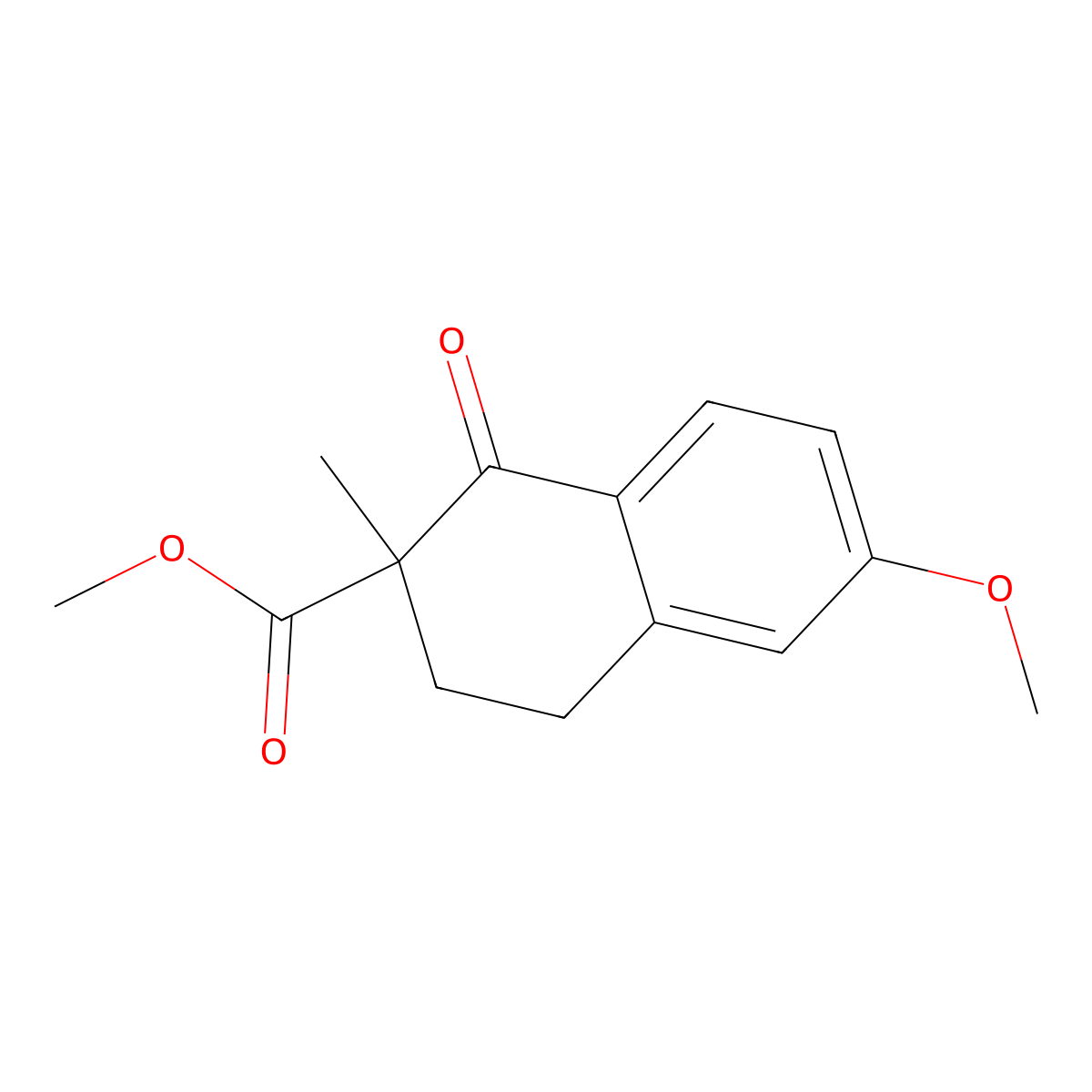 Methyl 6-methoxy-2-methyl-1-oxo-1,2,3,4-tetrahydronaphthalene-2-carboxylate molecular structure, CAS 38840-94-7