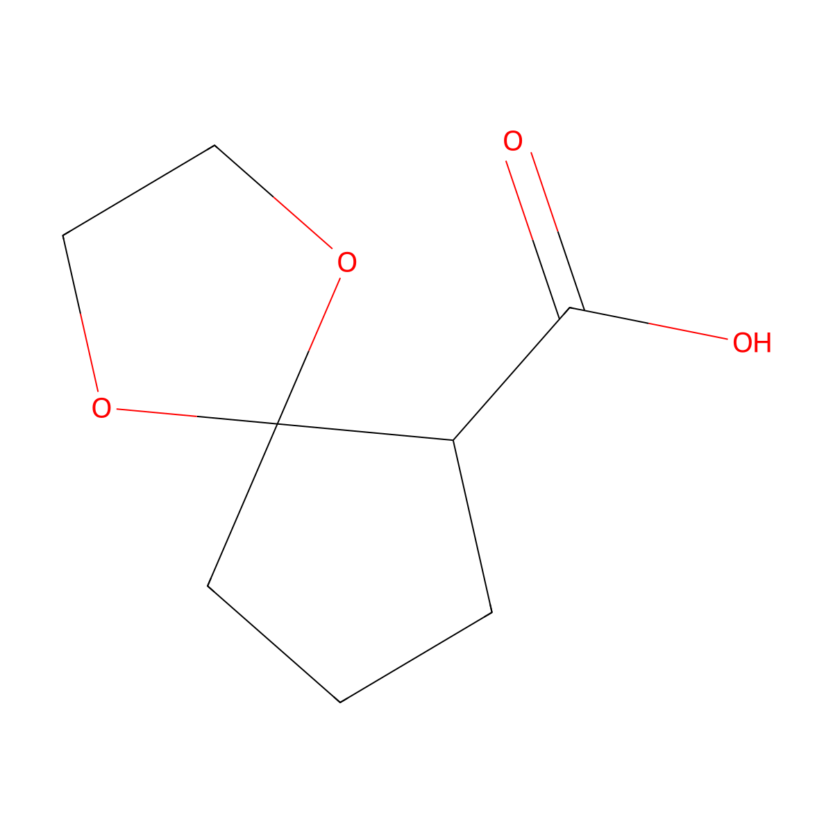 1,4-Dioxaspiro[4.4]nonane-6-carboxylic acid molecular structure, CAS 38853-85-9