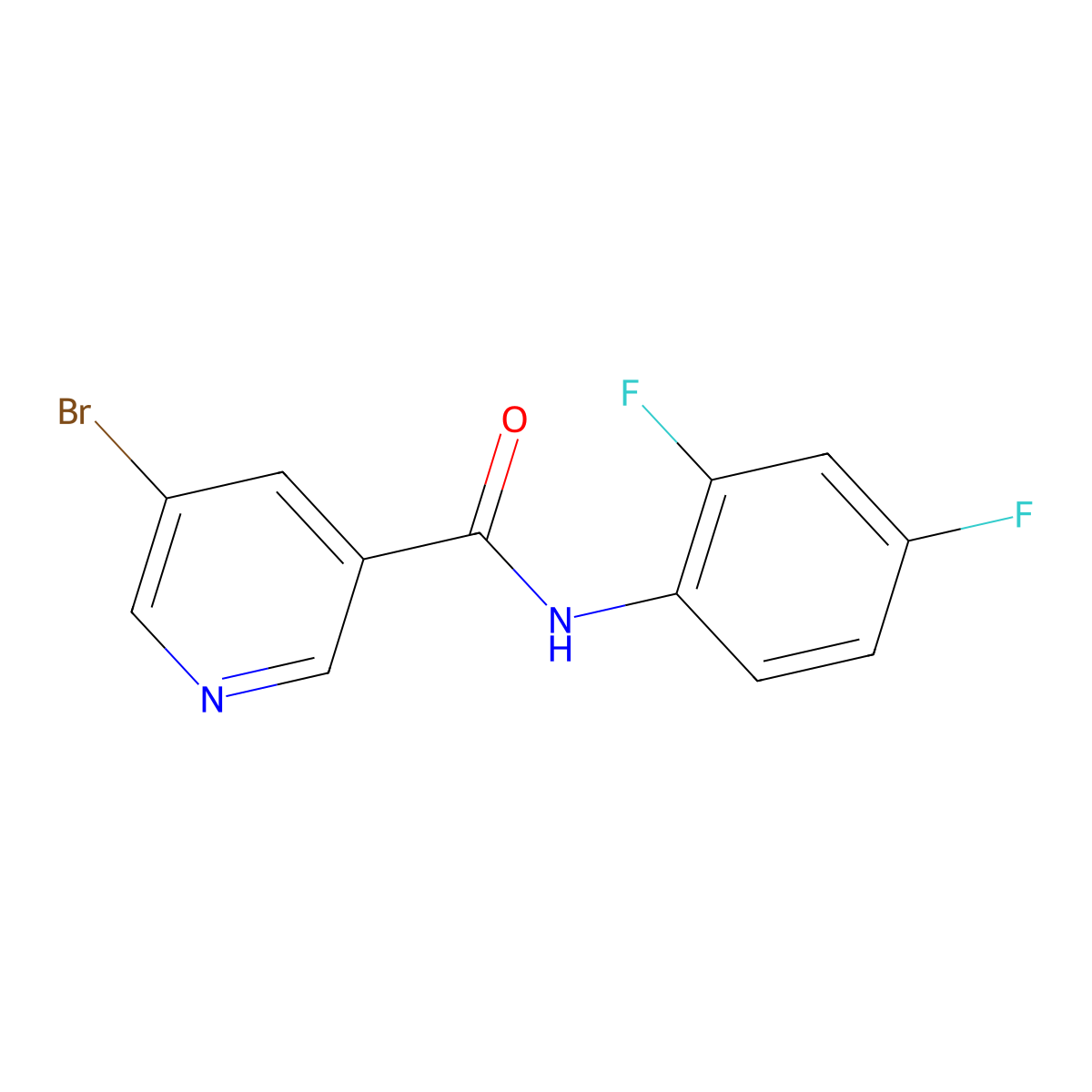 5-bromo-N-(2,4-difluorophenyl)pyridine-3-carboxamide molecular structure, CAS 388571-58-2