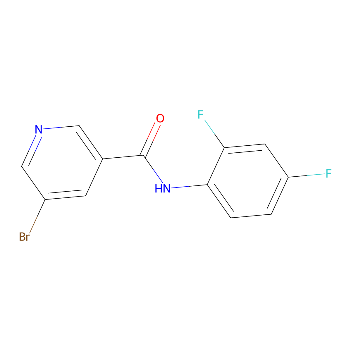 5-bromo-N-(2,4-difluorophenyl)pyridine-3-carboxamide molecular structure, CAS 388571-58-2