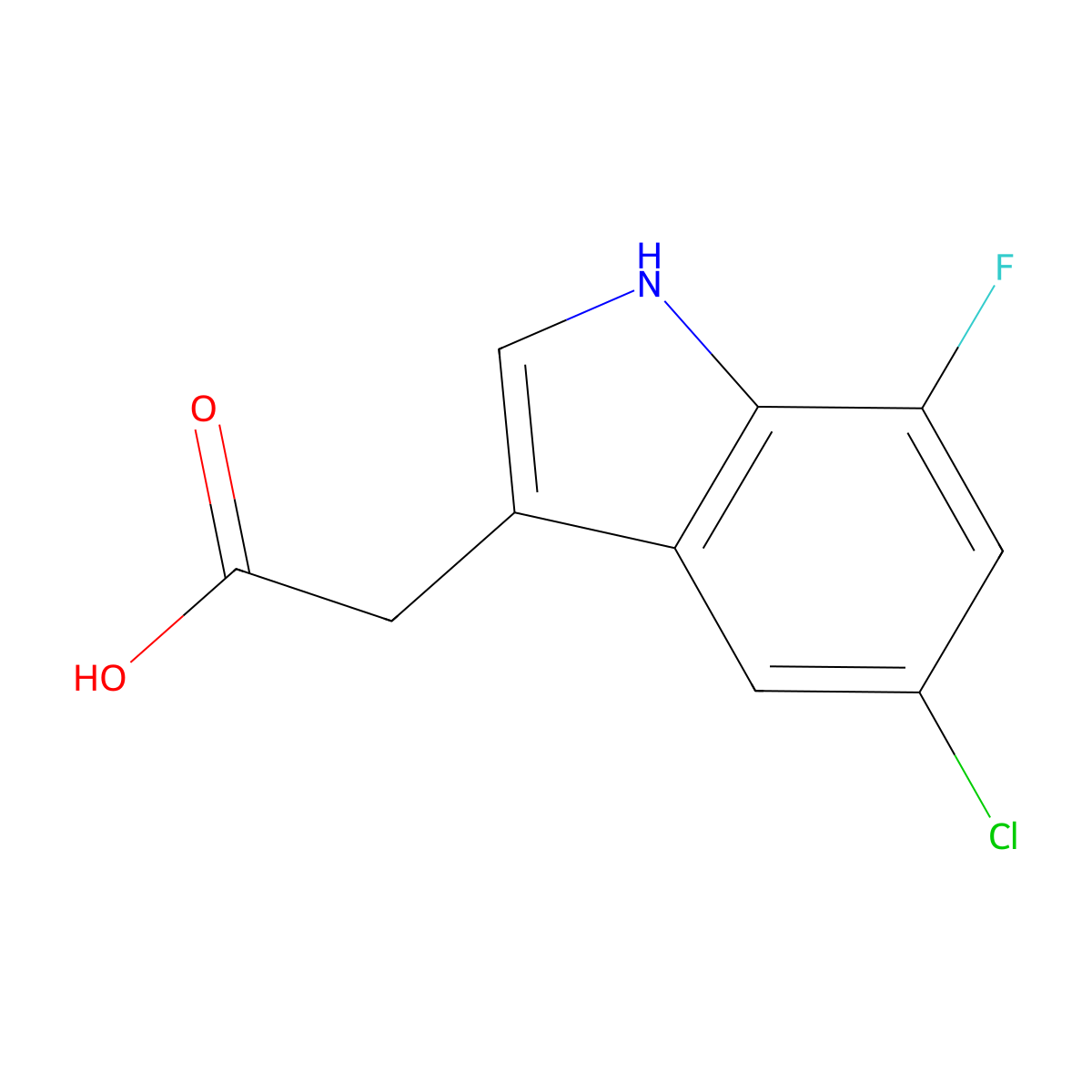 2-(5-Chloro-7-fluoro-1H-indol-3-yl)acetic acid molecular structure, CAS 388573-54-4