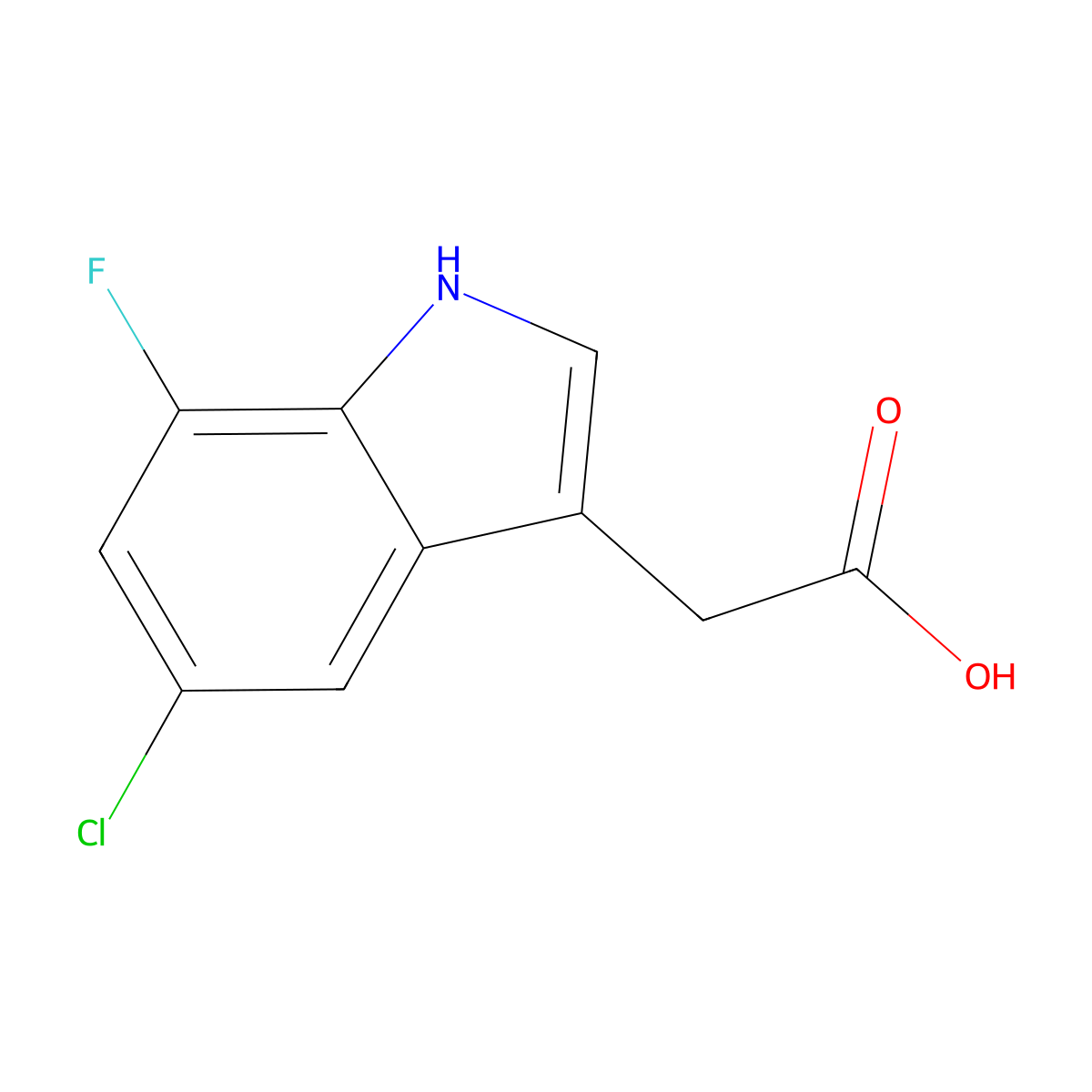 2-(5-Chloro-7-fluoro-1H-indol-3-yl)acetic acid molecular structure, CAS 388573-54-4