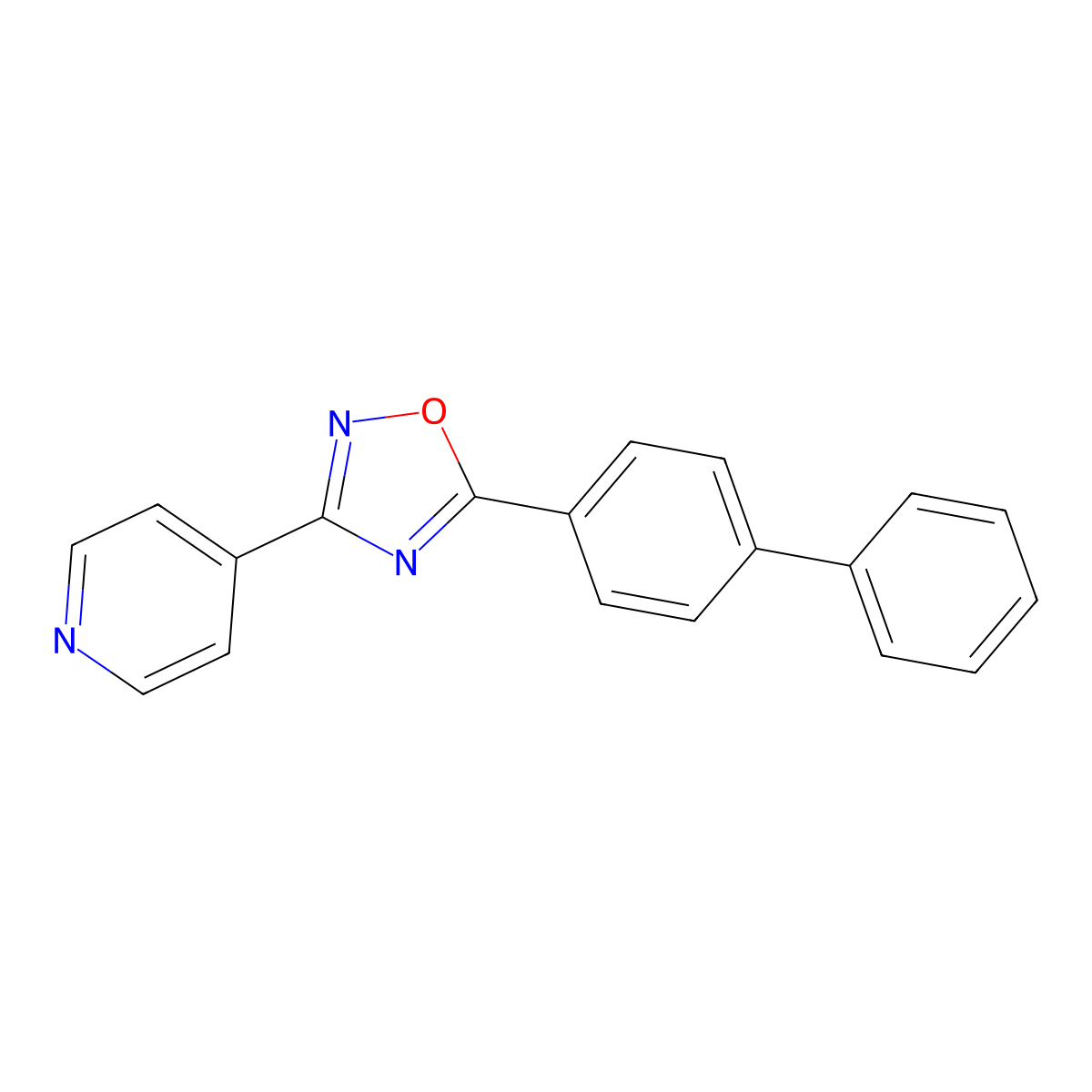 5-(4-Phenylphenyl)-3-pyridin-4-yl-1,2,4-oxadiazole molecular structure, CAS 388575-54-0