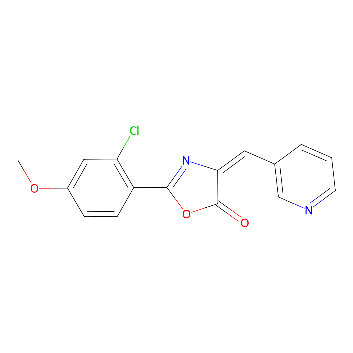 2-(2-Chloro-4-methoxyphenyl)-4-[(pyridin-3-yl)methylidene]-4,5-dihydro-1,3-oxazol-5-one molecular structure, CAS 388579-29-1