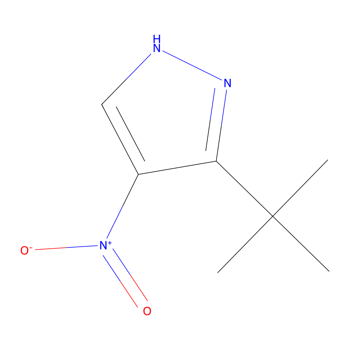 3-(tert-butyl)-4-nitro-1H-pyrazole molecular structure, CAS 38858-95-6