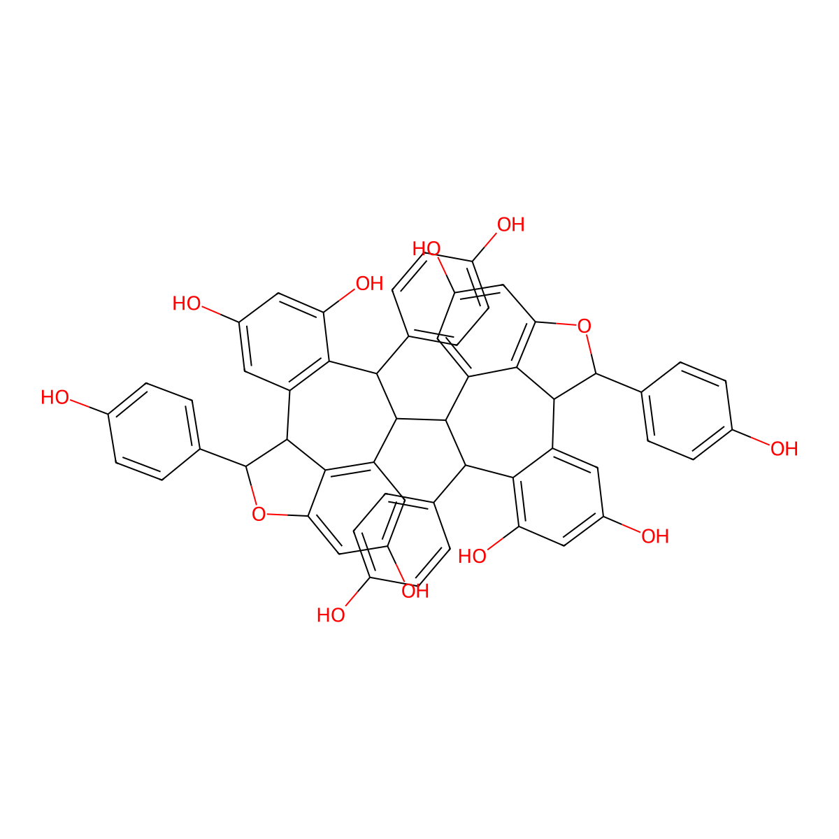 (1S,8S,9R,16S)-8,16-bis(4-hydroxyphenyl)-9-[(1S,8S,9R,16S)-4,6,12-trihydroxy-8,16-bis(4-hydroxyphenyl)-15-oxatetracyclo[8.6.1.02,7.014,17]heptadeca-2(7),3,5,10(17),11,13-hexaen-9-yl]-15-oxatetracyclo[8.6.1.02,7.014,17]heptadeca-2(7),3,5,10(17),11,13-hexaene-4,6,12-triol molecular structure, CAS 388582-37-4