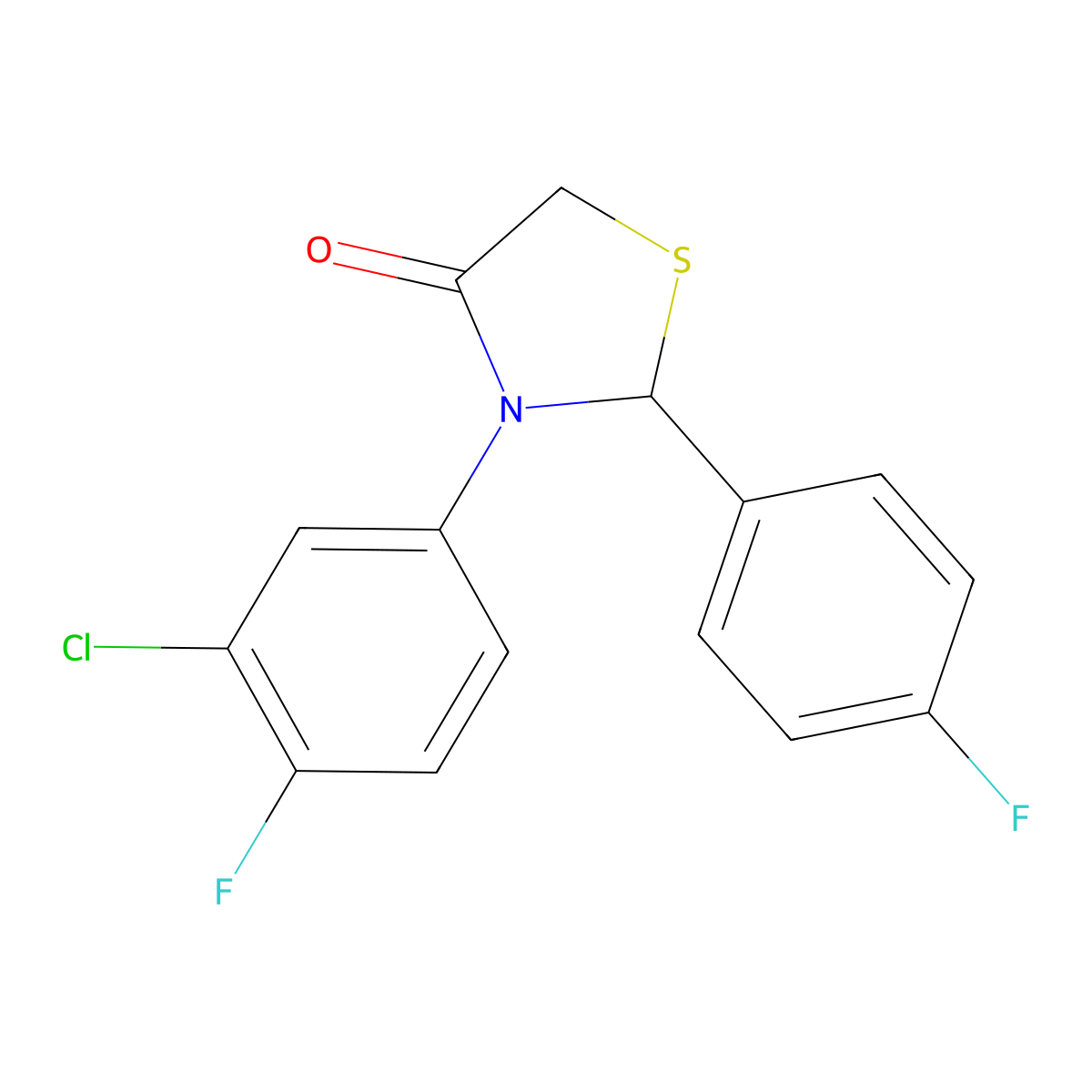 3-(3-Chloro-4-fluorophenyl)-2-(4-fluorophenyl)-1,3-thiazolidin-4-one molecular structure, CAS 388590-69-0