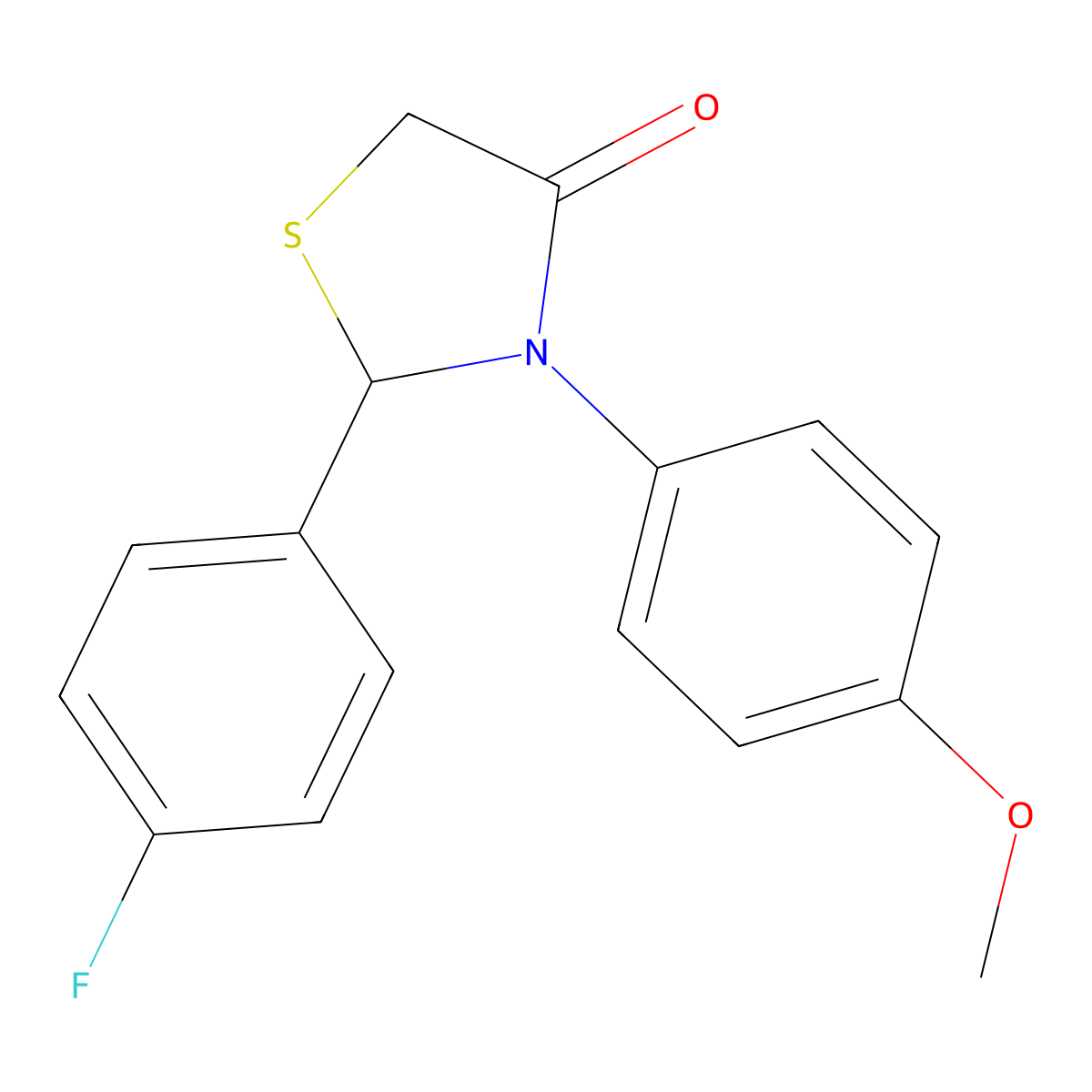 2-(4-Fluorophenyl)-3-(4-methoxyphenyl)-1,3-thiazolidin-4-one molecular structure, CAS 388590-81-6