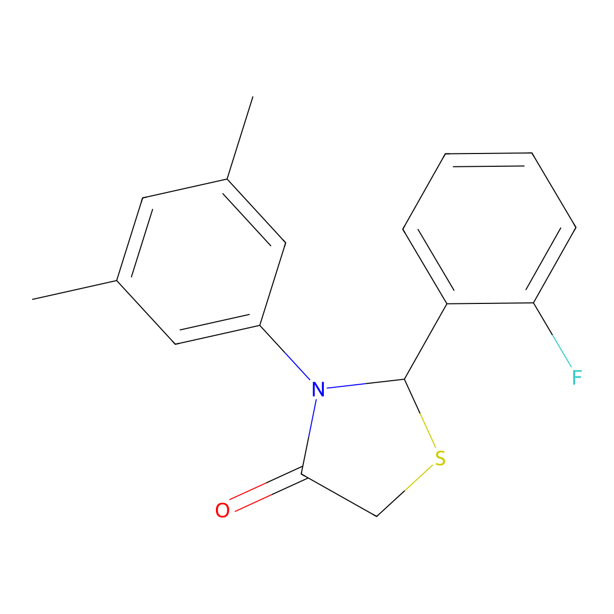 3-(3,5-Dimethylphenyl)-2-(2-fluorophenyl)-1,3-thiazolidin-4-one molecular structure, CAS 388591-21-7