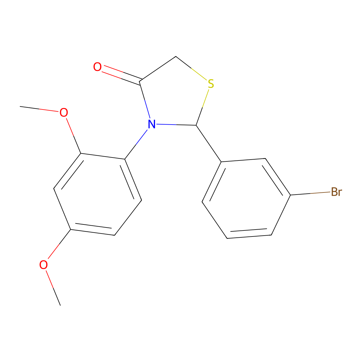 2-(3-Bromophenyl)-3-(2,4-dimethoxyphenyl)-4-thiazolidinone molecular structure, CAS 388592-44-7