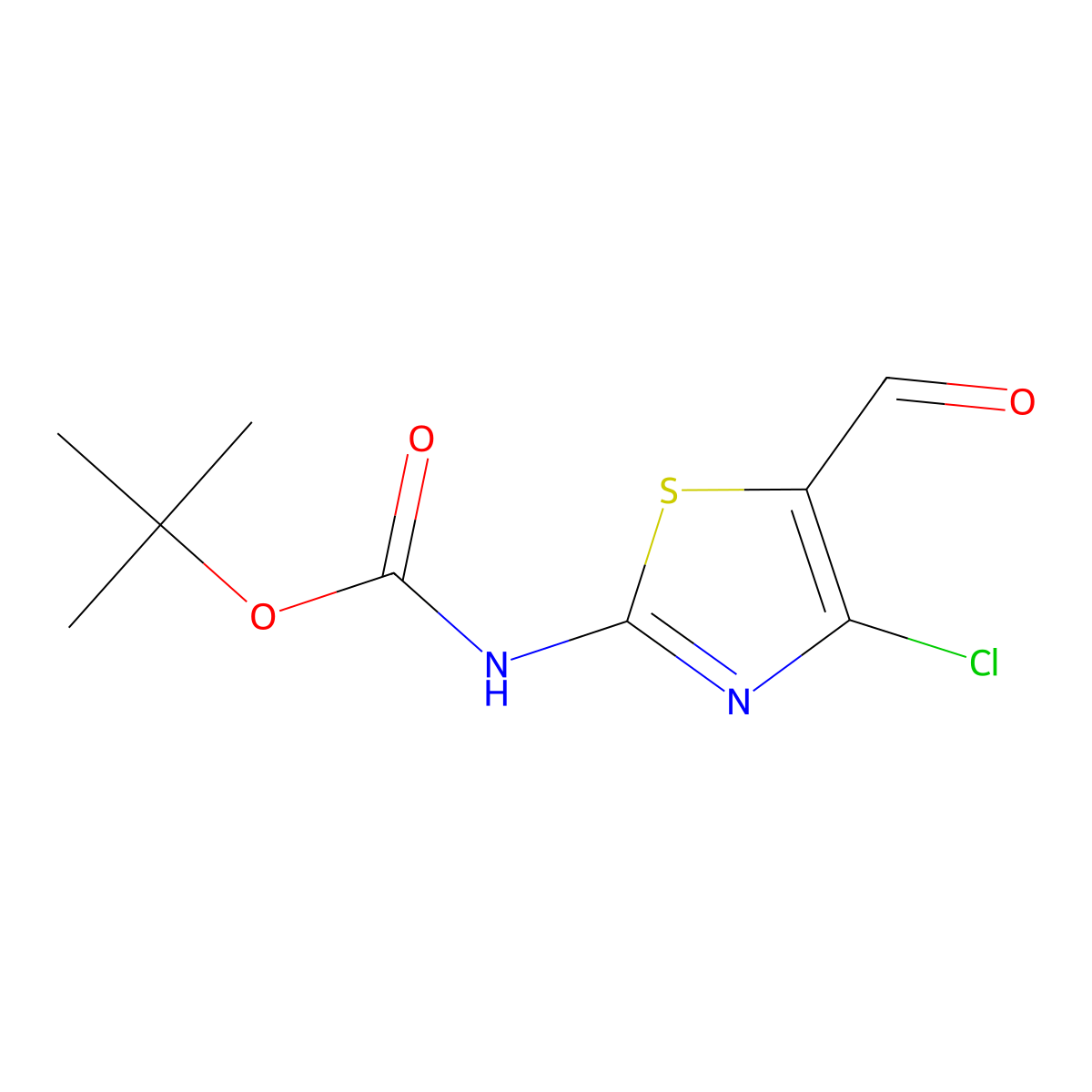 Tert-butyl (4-chloro-5-formylthiazol-2-yl)carbamate molecular structure, CAS 388594-31-8