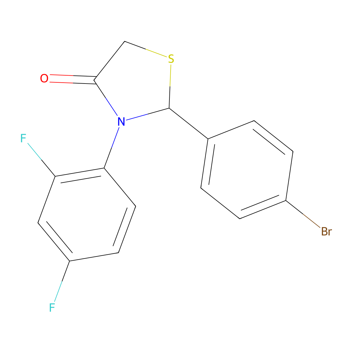 2-(4-Bromophenyl)-3-(2,4-difluorophenyl)-1,3-thiazolidin-4-one molecular structure, CAS 388604-28-2