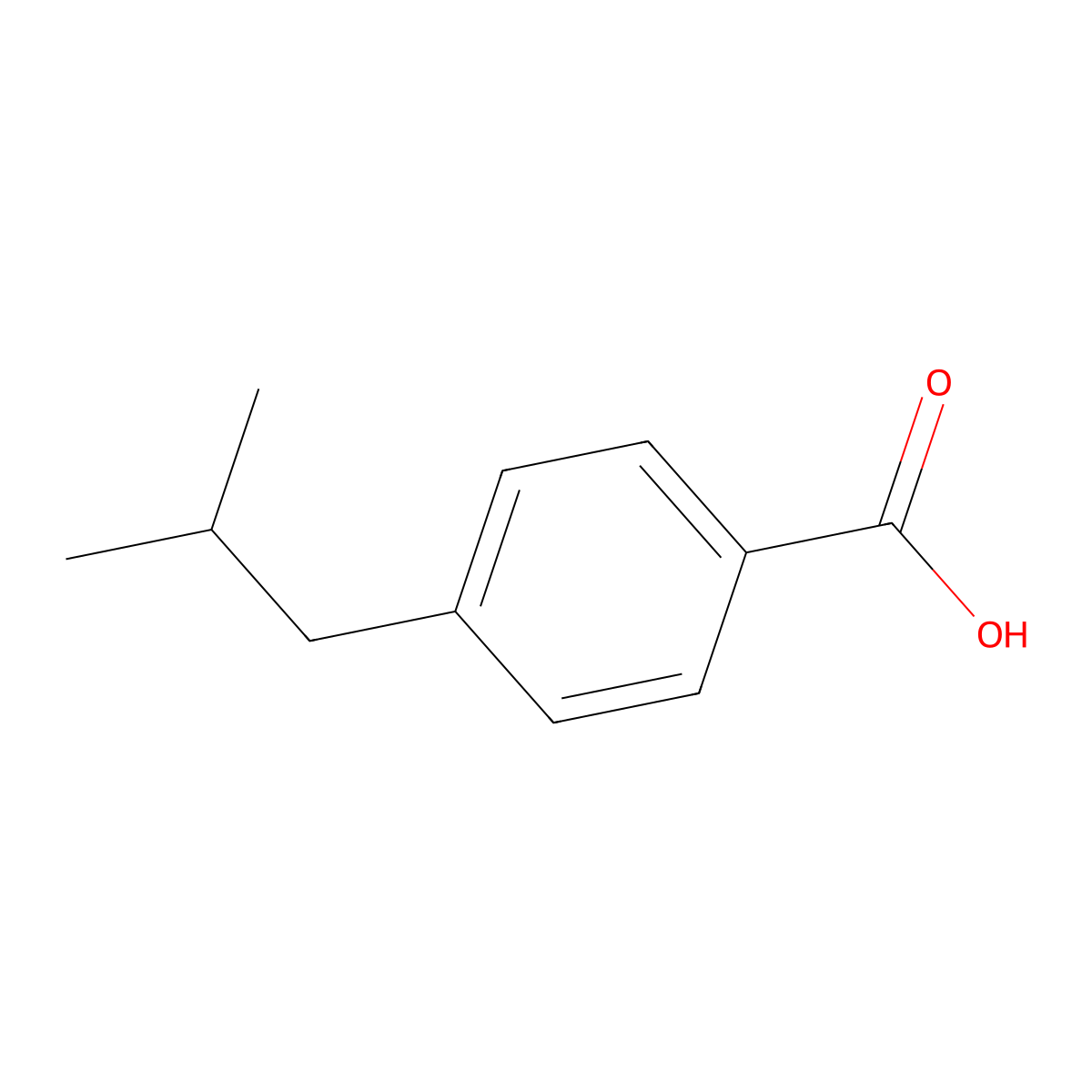 4-Isobutylbenzoic acid molecular structure, CAS 38861-88-0