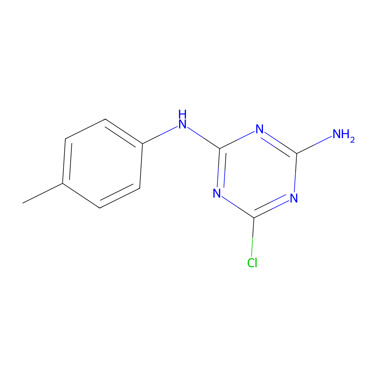 6-chloro-2-N-(4-methylphenyl)-1,3,5-triazine-2,4-diamine molecular structure, CAS 38862-31-6