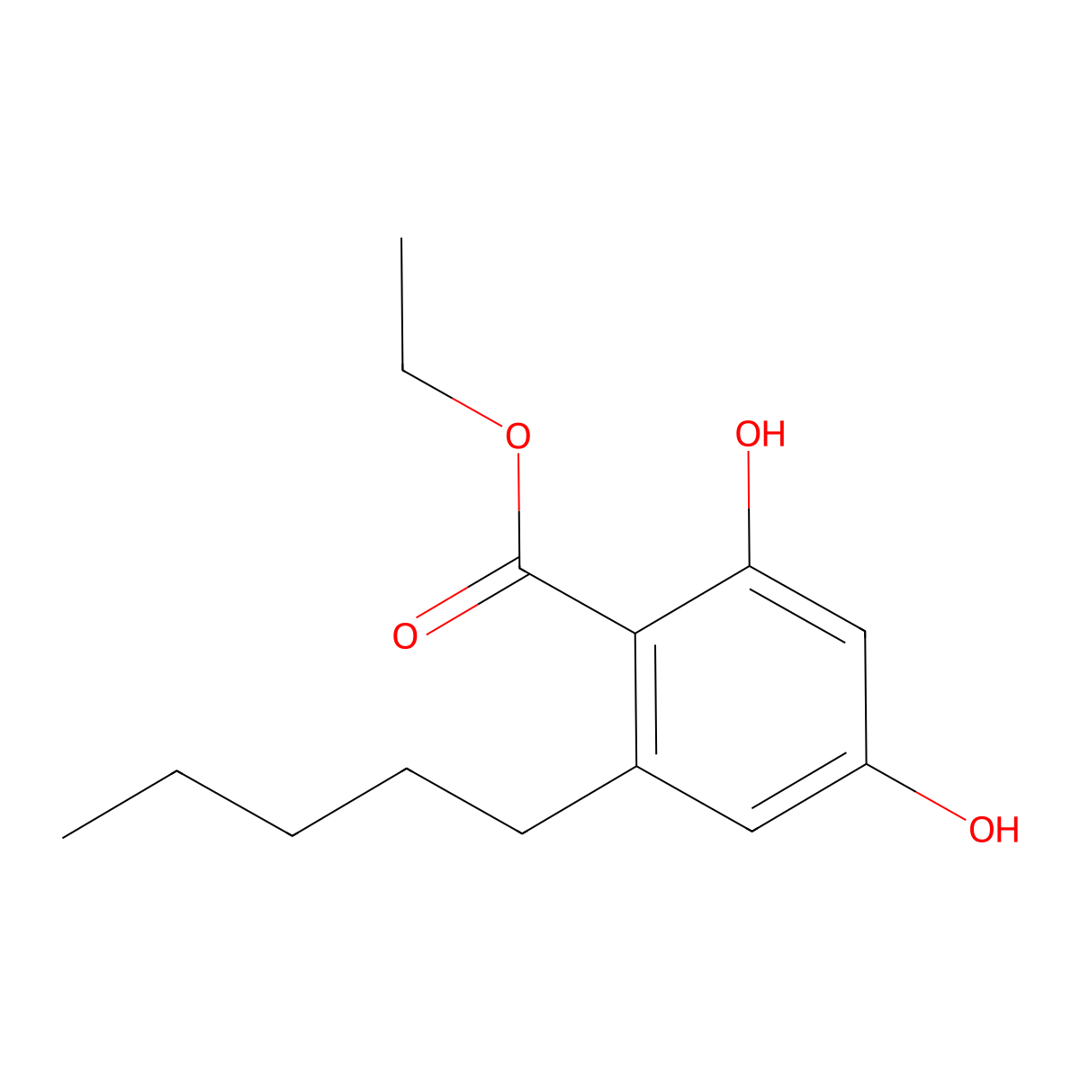 Ethyl olivetolate molecular structure, CAS 38862-65-6