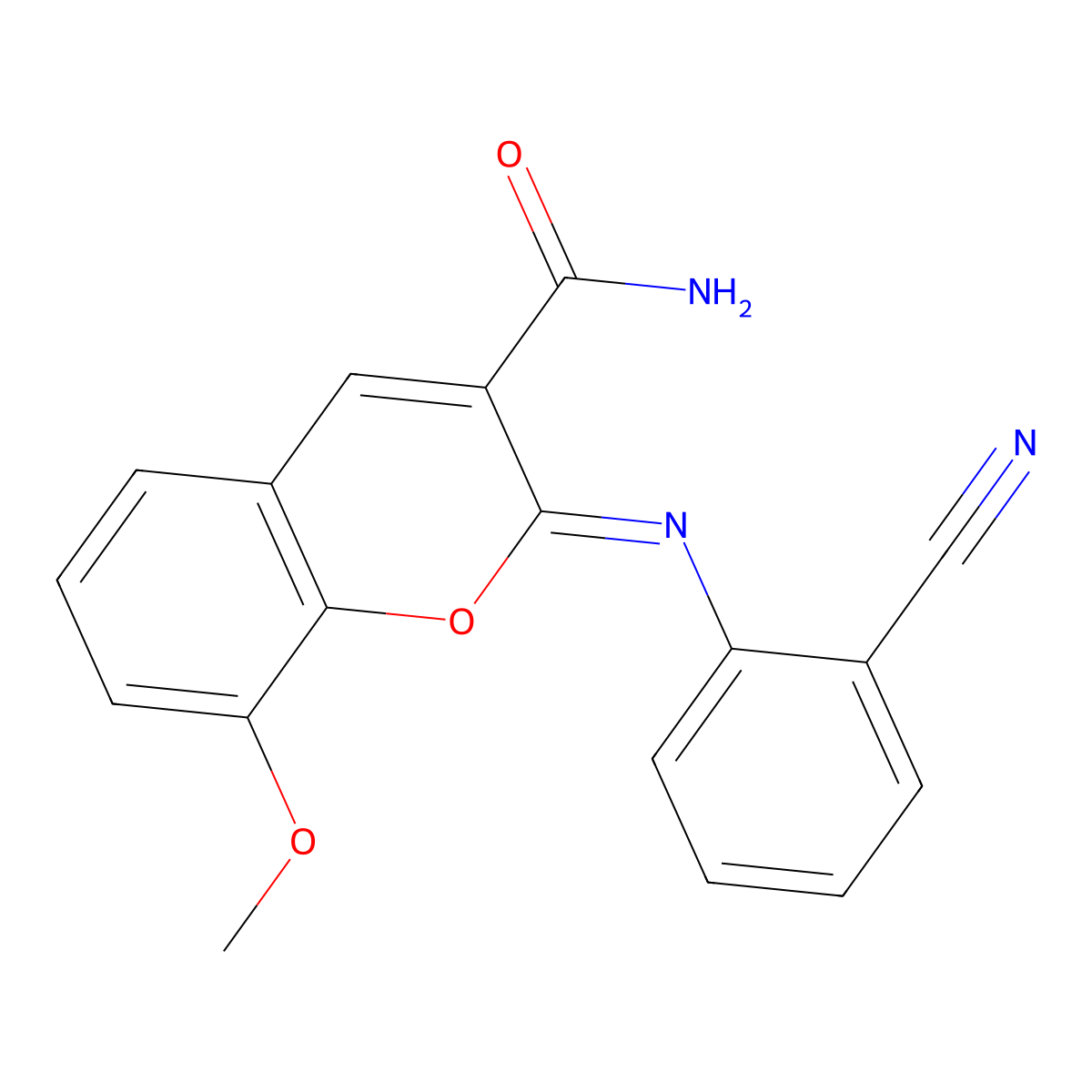 (Z)-2-((2-cyanophenyl)imino)-8-methoxy-2H-chromene-3-carboxamide molecular structure, CAS 388623-92-5