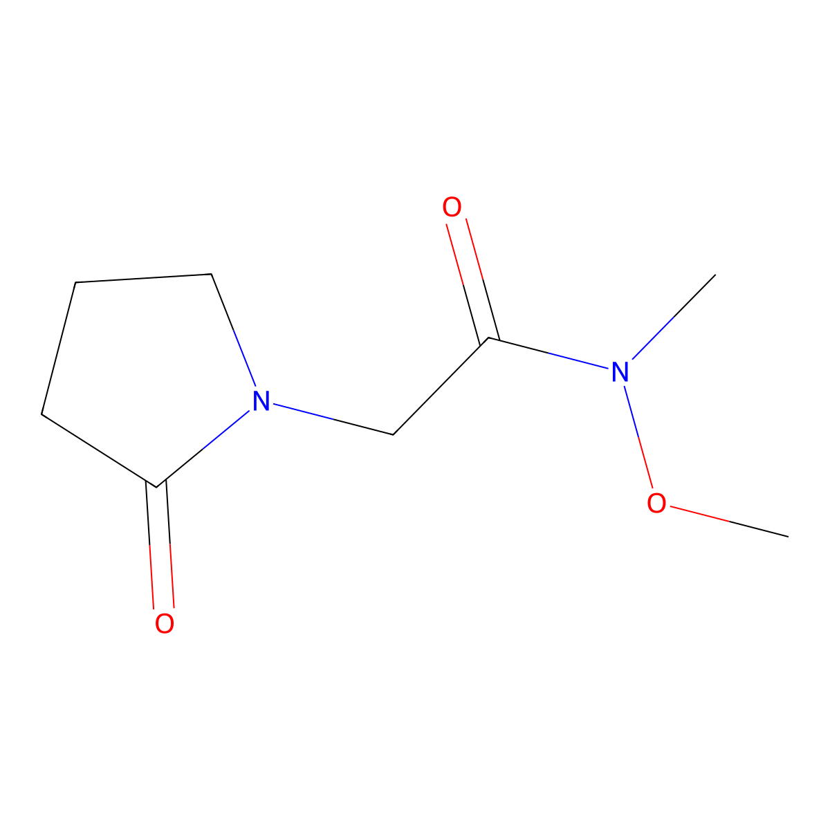 N-methoxy-N-methyl-2-(2-oxopyrrolidin-1-yl)acetamide molecular structure, CAS 388630-70-4