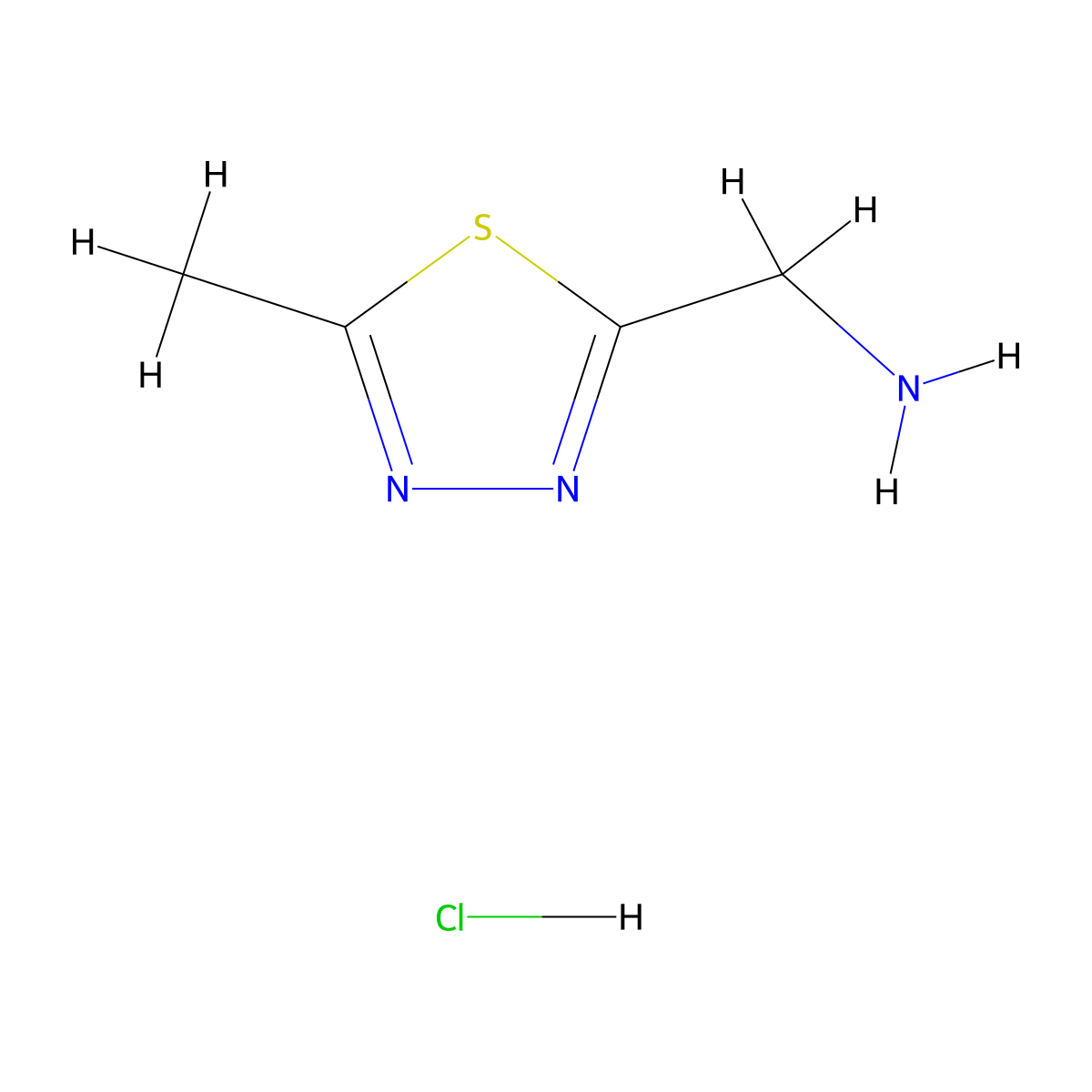 (5-Methyl-1,3,4-thiadiazol-2-yl)methanamine hydrochloride molecular structure, CAS 388630-75-9