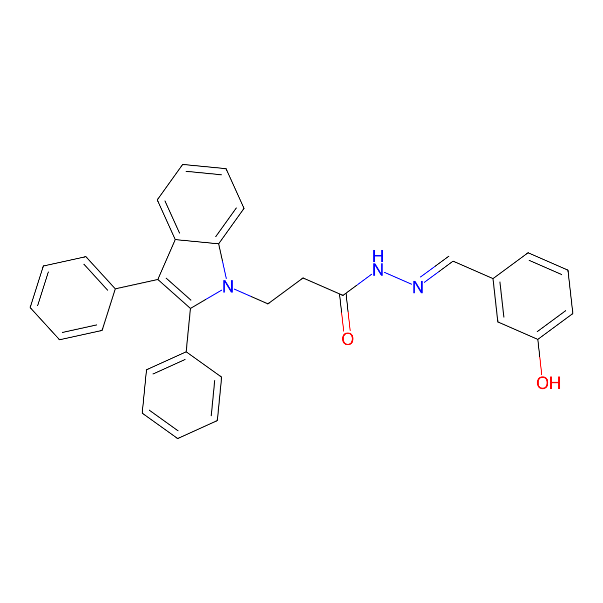 2,3-Diphenyl-1H-indole-1-propanoic acid 2-[(3-hydroxyphenyl)methylene]hydrazide molecular structure, CAS 388632-09-5