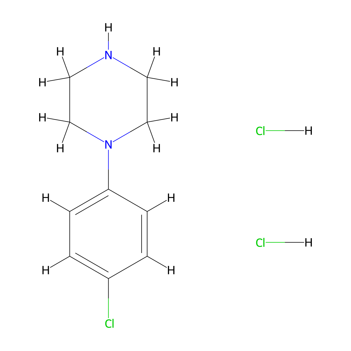 Piperazine, 1-(4-chlorophenyl)-, hydrochloride (1:2) molecular structure, CAS 38869-46-4