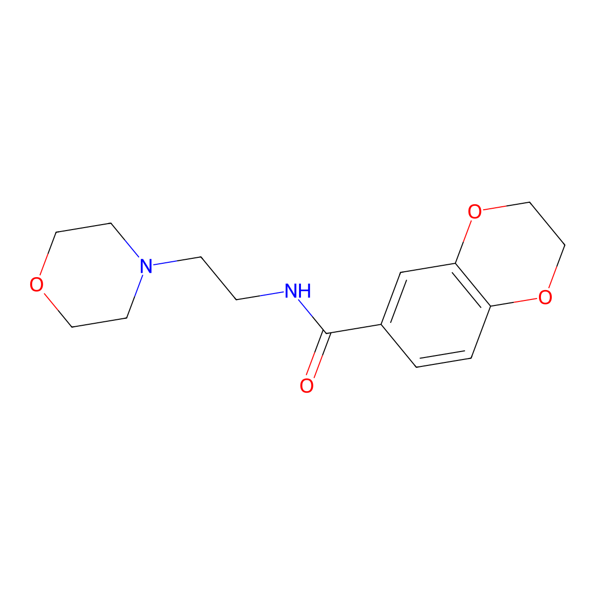 N-(2-morpholin-4-ylethyl)-2,3-dihydro-1,4-benzodioxine-6-carboxamide molecular structure, CAS 38871-40-8