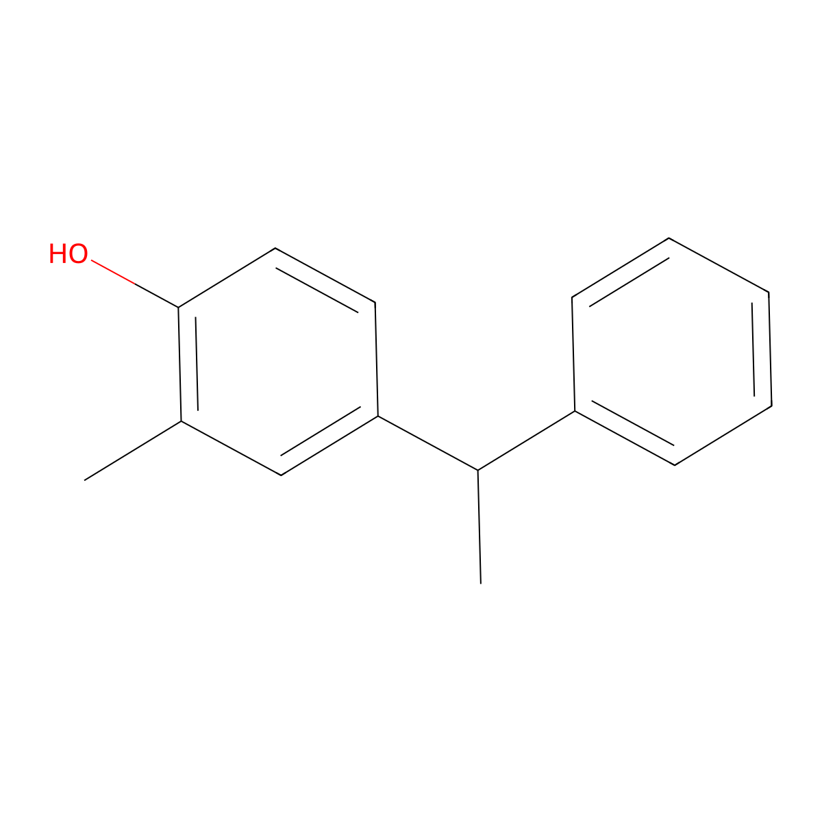 2-Methyl-4-(1-phenylethyl)phenol molecular structure, CAS 38875-47-7