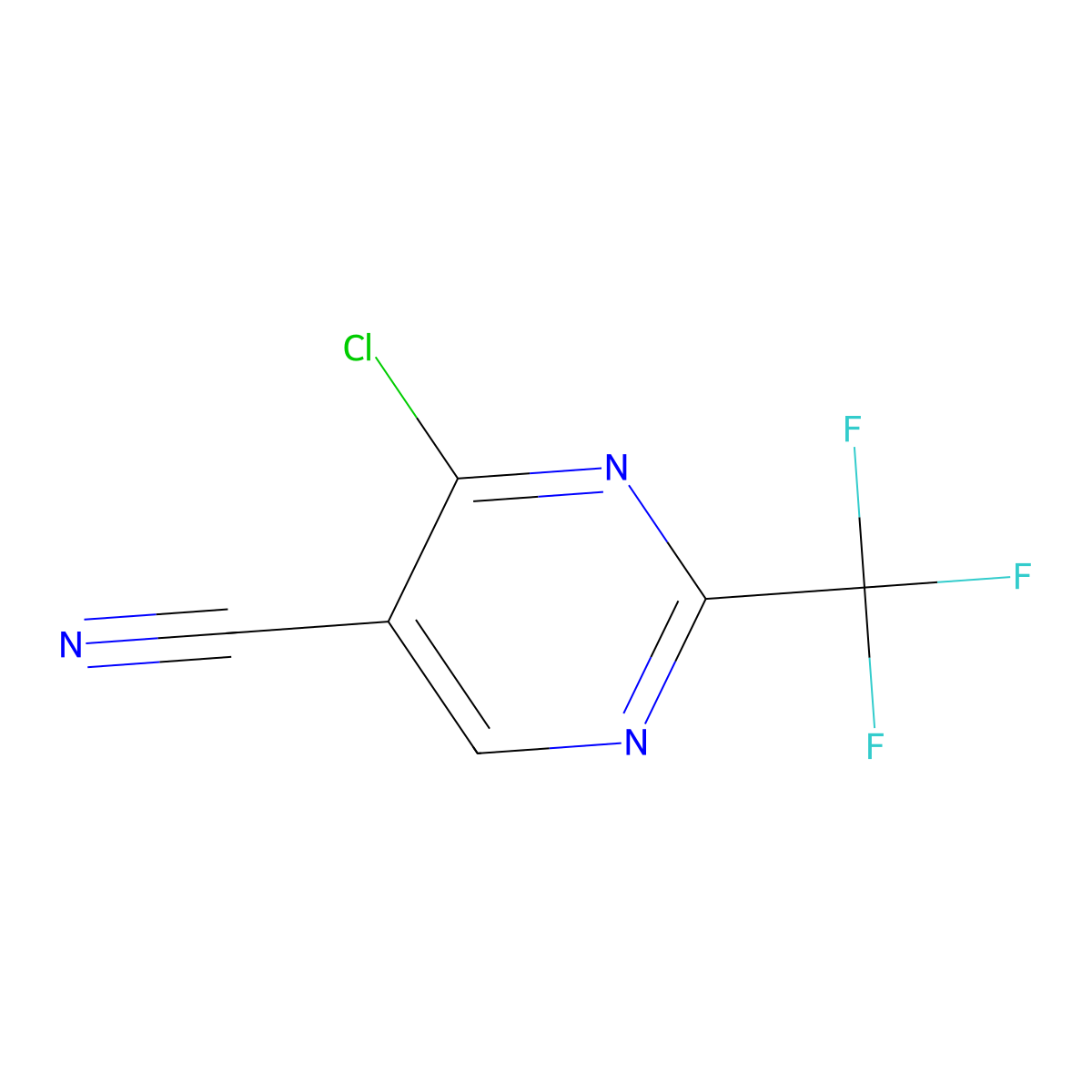 4-Chloro-2-(trifluoromethyl)pyrimidine-5-carbonitrile molecular structure, CAS 38875-78-4
