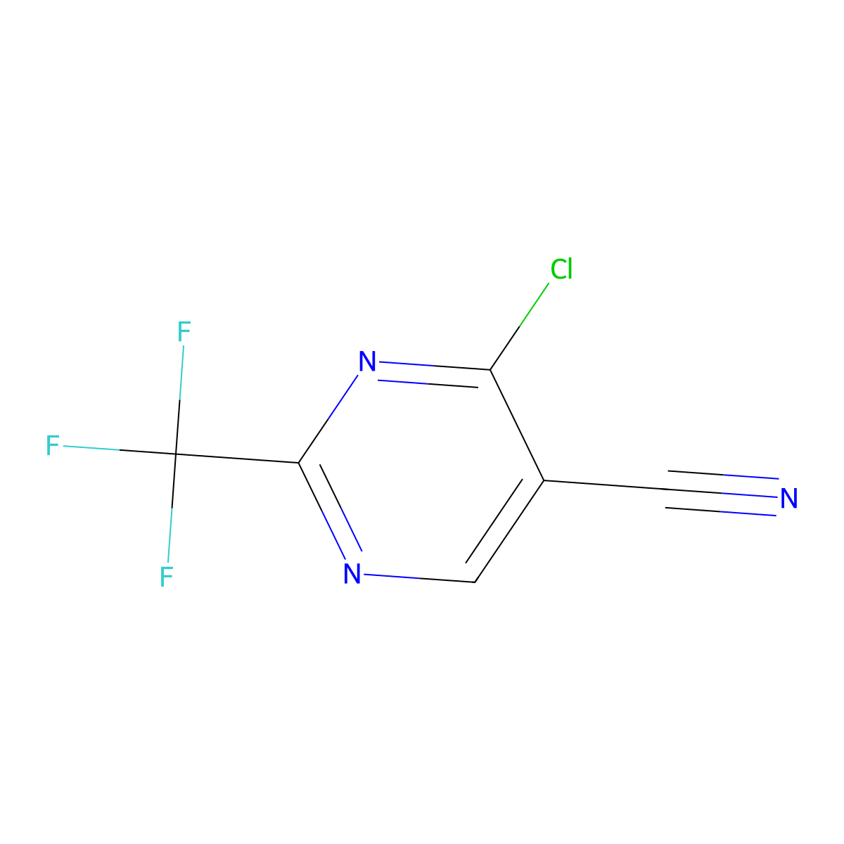 4-Chloro-2-(trifluoromethyl)pyrimidine-5-carbonitrile molecular structure, CAS 38875-78-4