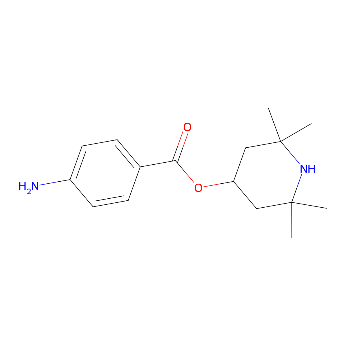 2,2,6,6-Tetramethylpiperidin-4-yl 4-aminobenzoate molecular structure, CAS 38879-01-5