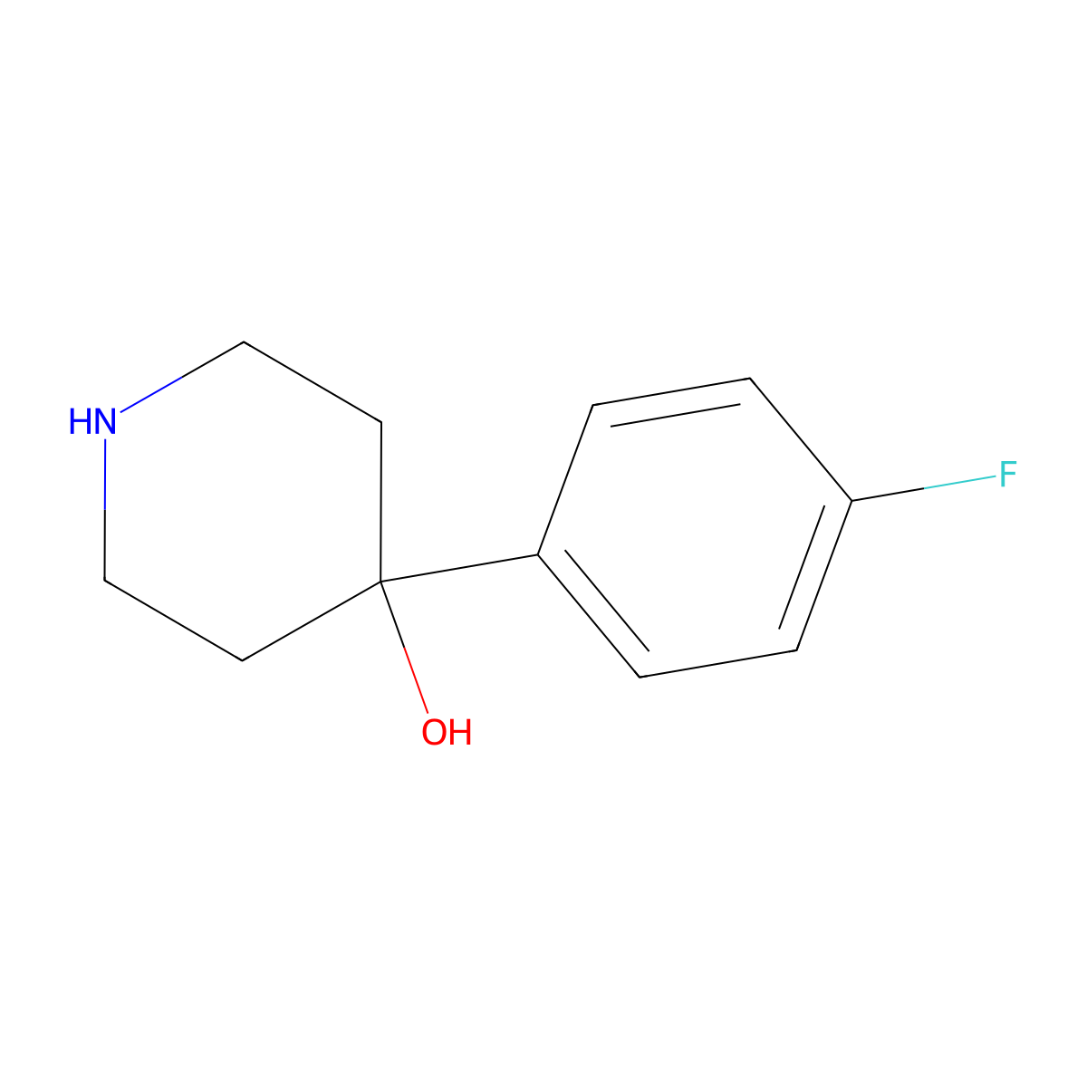 4-(4-Fluorophenyl)piperidin-4-ol molecular structure, CAS 3888-65-1