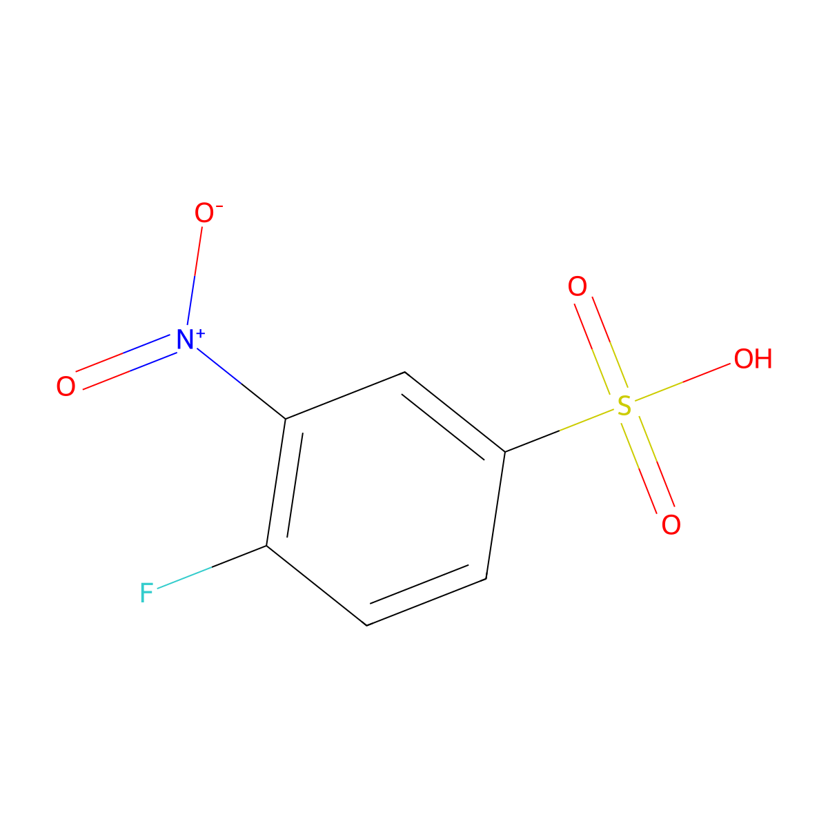 4-Fluoro-3-nitrobenzenesulfonic acid molecular structure, CAS 3888-84-4