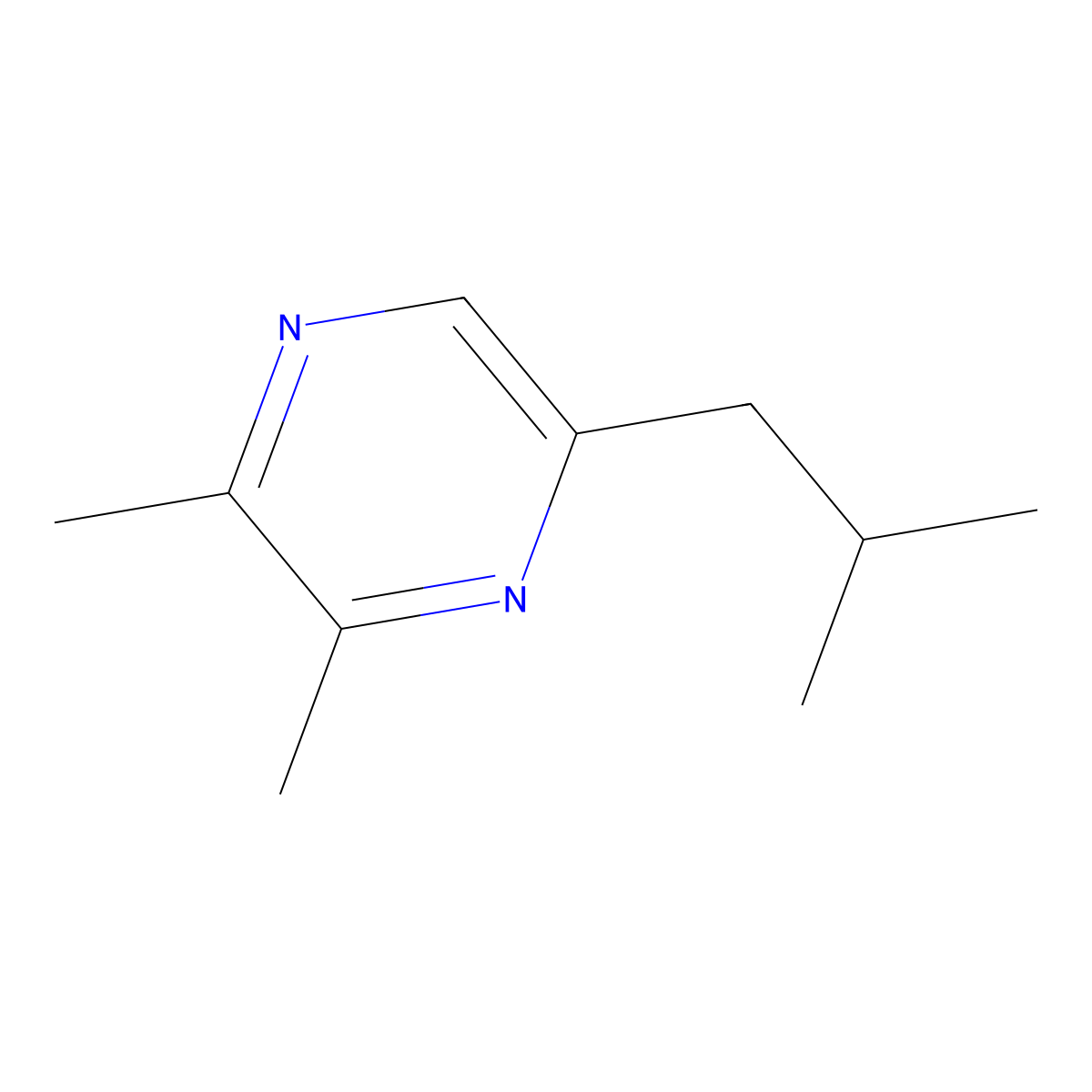 2,3-Dimethyl-5-(2-methylpropyl)pyrazine molecular structure, CAS 38888-81-2