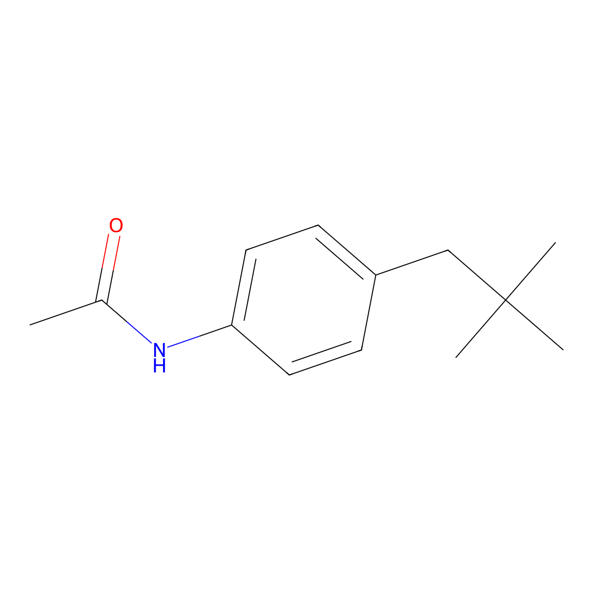 N-[4-(2,2-dimethylpropyl)phenyl]acetamide molecular structure, CAS 38896-17-2
