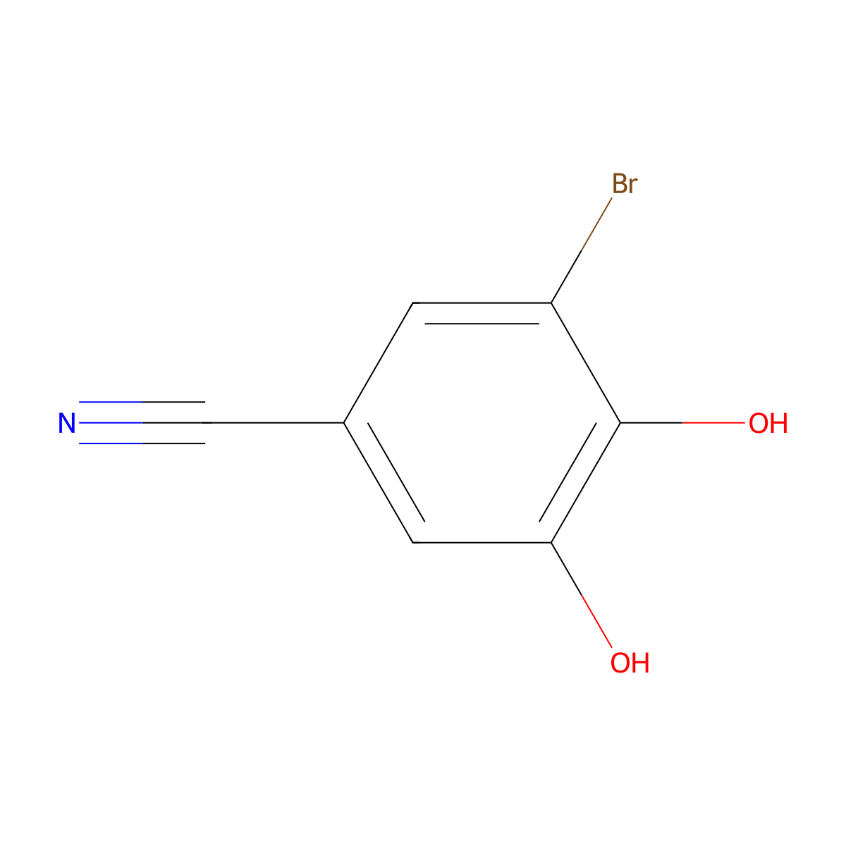 3-Bromo-4,5-dihydroxybenzonitrile molecular structure, CAS 38897-25-5
