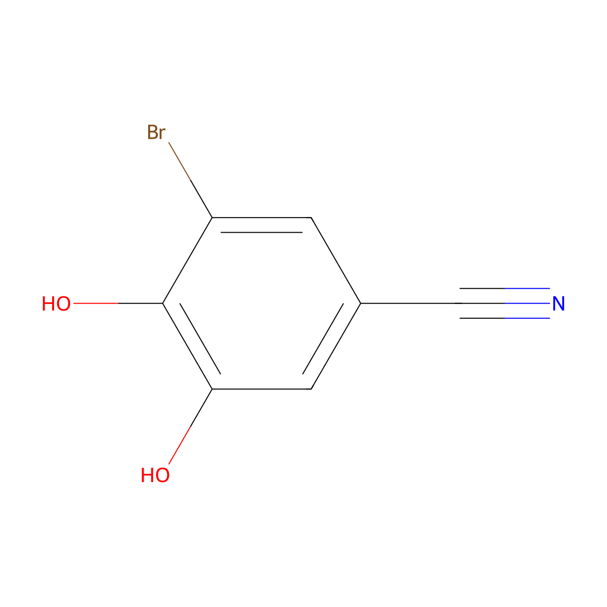 3-Bromo-4,5-dihydroxybenzonitrile molecular structure, CAS 38897-25-5