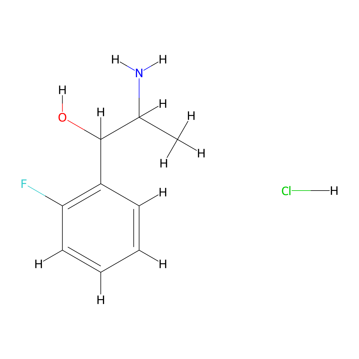 2-Amino-1-(2-fluorophenyl)propan-1-ol hydrochloride molecular structure, CAS 389-30-0