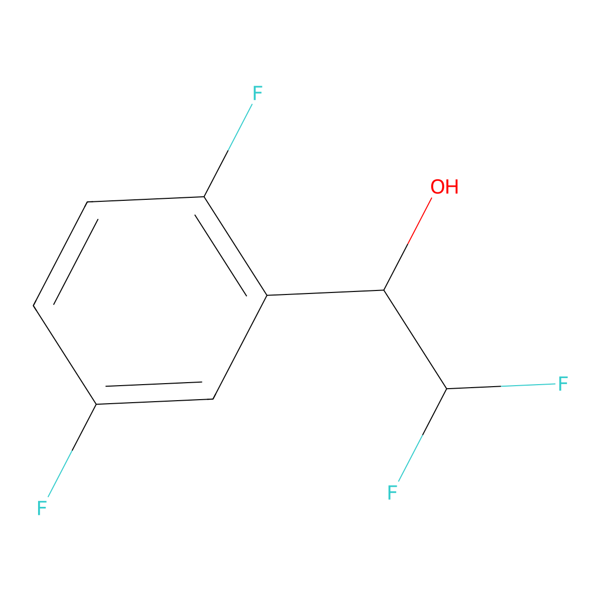 1-(2,5-Difluorophenyl)-2,2-difluoroethan-1-ol molecular structure, CAS 389-38-8